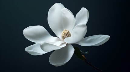 Fototapeta premium Minimalist White Flower Isolated on Black Background - Elegant Design