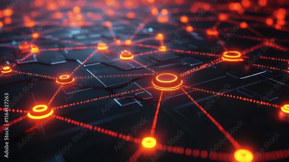 Poster abstract network connections with glowing nodes and lines