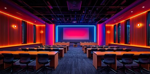 A cozy space equipped with multiple screens where a mature student engages in various online courses by utilizing educational applications, digital whiteboards, and interactive tools