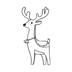 a drawing cartoon of a deer with a christmas vector