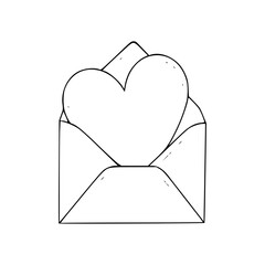 an envelope with heart inside it