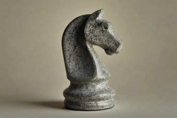 Fototapeta premium Elegant Knight Chess Piece on Beige Background