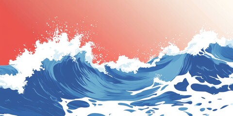 Obraz premium Abstract Ocean Waves with Coral Background