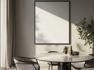 Modern Minimalist Dining Room Interior with Blank Canvas Mockup