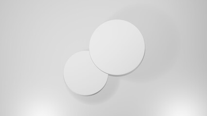 3D Cylinder 2 white pedestal podiums with layer and close up on background clean luxury style