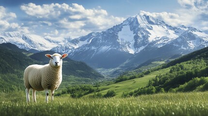 Fototapeta premium sheep on the mountain