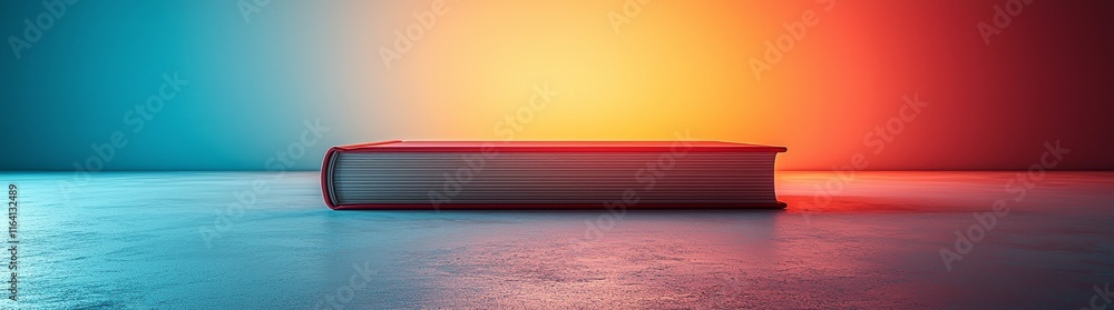 Poster a minimalist representation of a closed book with a gentle gradient background, emphasizing its slee