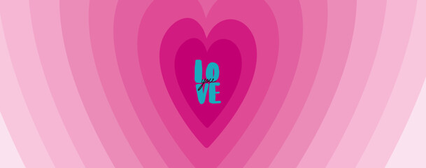 Happy Valentines Day web banner or header. Modern abstract art design with heart and geometric shapes. Template for celebration, ads, branding, banner, cover, label, poster, sale