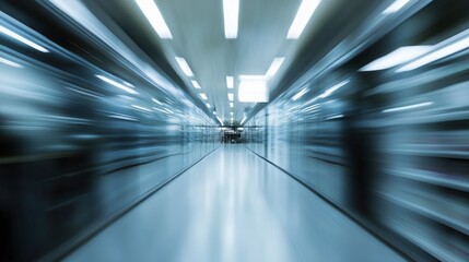 Obraz premium supermarket store aisle interior abstract blurred background. 