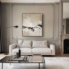 Modern Living Room Interior with Abstract Art