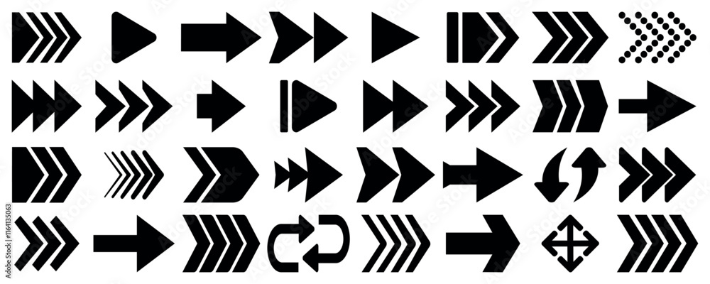 Fototapete arrow icon set. mega set of vector arrow, black arrow big icon set. collection different arrow signs