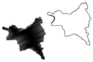 Seine-Saint-Denis Department (France, French Republic, Ile-de-France region) map vector illustration, scribble sketch Seine Saint Denis map