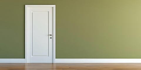 White Door in Olive Green Room Interior