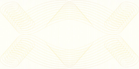 Golden symmetric simple watermark pattern. Decorative guilloche. Vector abstract background. Line art design. Thin curves. Template for certificate, diploma, invitation, cheque, coupon. Ai format
