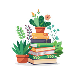 Flat design stack of books illustration