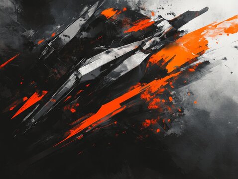 Abstract Dark Orange and Gray Strokes