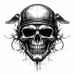 Obraz premium Skull head motorcycle logo