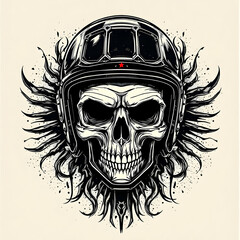 Obraz premium Skull head motorcycle logo