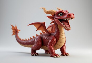 Fototapeta premium Adorable Cartoon Dragon with Open Mouth, Perfect for Children's Products