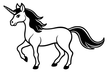 Obraz premium Unicorn isolated vector silhouette illustration on white background