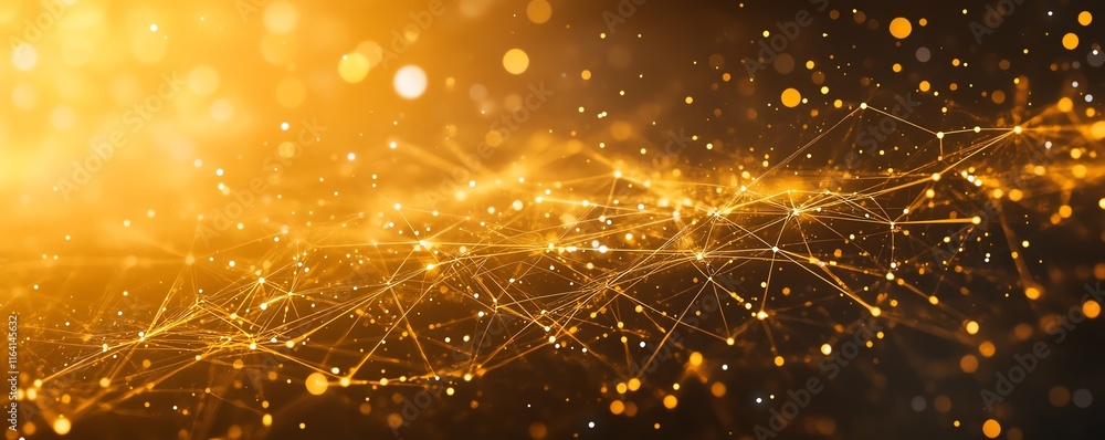 Leinwandbilder Abstract background of yellow glowing lights within a circuit boards network of lines and connections, capturing the spirit of technological advancement and innovation