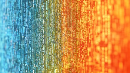 Colorful binary code background with streams flowing down representing data transfer and processing