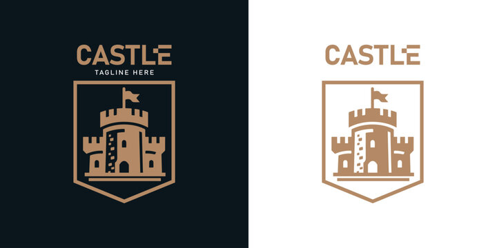 castle logo design inspiration with template creative concept