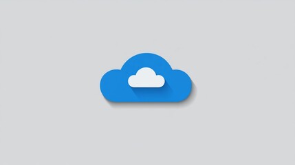 Blue cloud computing icon showing data storage and network access isolated on grey background
