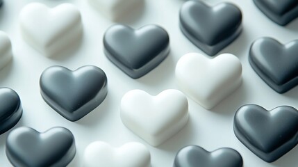 Obraz premium Elegant Monochrome Hearts Overlapping in Minimalist Design Layout