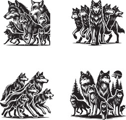 Wolf Pack Silhouette