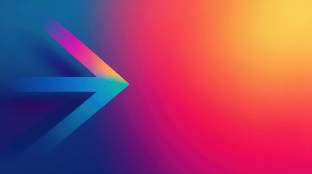 Abstract Vibrant Arrow Shape on Gradient Background Indicating Progress and Forward Movement