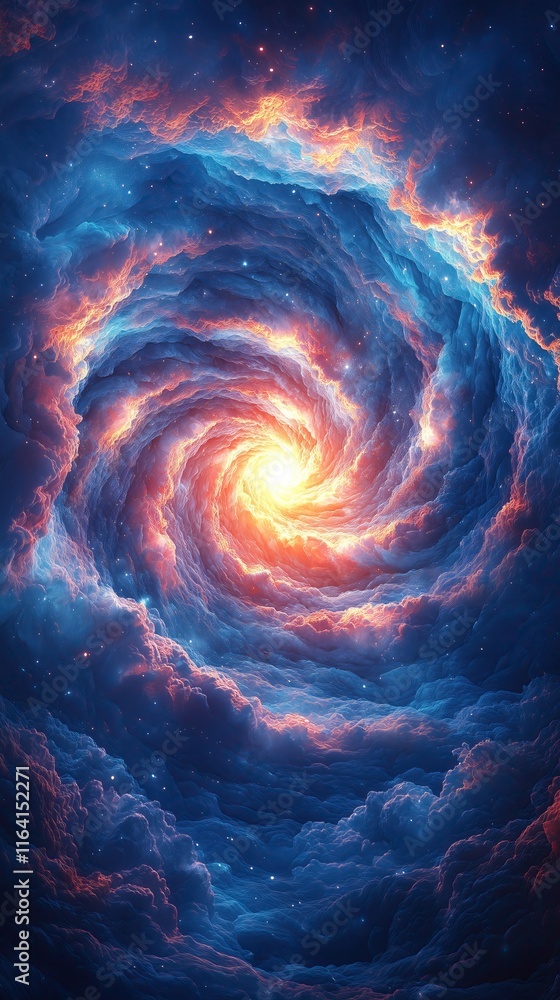 Poster cosmic swirl of vibrant clouds and stars mesmerizing celestial vortex