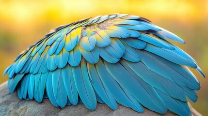Fototapeta premium Bright and detailed parrot feathers in a natural setting 