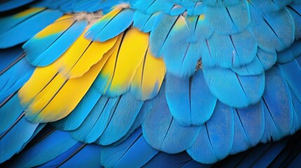 Fototapeta premium Macro shot of colorful bird plumage with intricate details 