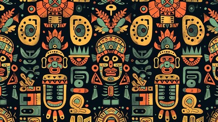 Fototapeta premium aztec seamless pattern wallpaper