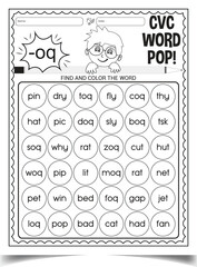 Coloring cvc page for children activity