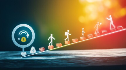 Baby Boomer and Demographics and Retirement Concept. Progress Toward Success with Symbols and Figures