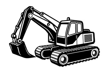 excavator on a white