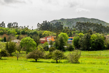 The beautiful city of Ribadesella, Asturias, Spain. Cantabrian Sea