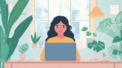 Obraz premium Bright and Tidy Home Office Setup for Remote Work