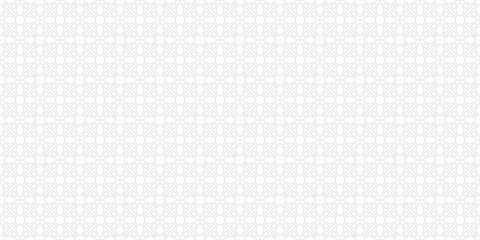 Subtle minimal seamless pattern. Luxury grey and white outline vector geometric floral ornament. Abstract background texture with small flower silhouettes, leaves, thin lines. Repeated linear design