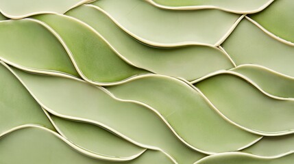 Fototapeta premium Elegant Green Wave Pattern Tiles for Modern Interior Design and Home Decor