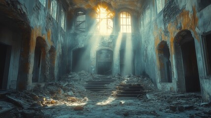 Ruins of an abandoned factory revealing remnants of industrial past in a desolate setting