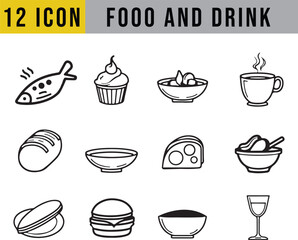 Burger icon set. Includes beef slice, cheese slice, fried egg, sauce burger, burger shop, and More. Outline icons vector collection.