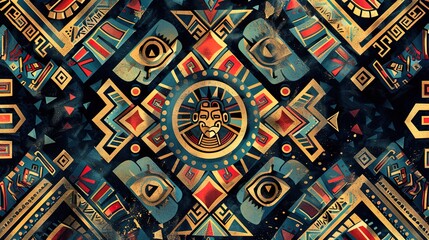 Obraz premium aztec seamless pattern wallpaper