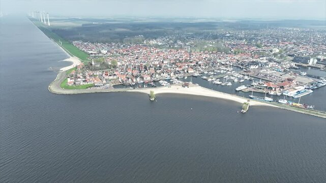 Aerial from the traditional town Urk at the IJsselmeer in the Netherlands