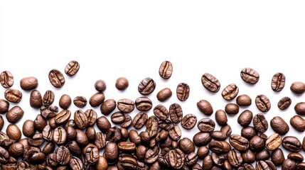 Naklejka premium coffee beans closeup isolated on white background --ar 16:9 --quality 2 --v 6.1 Job ID: 2653a992-8e93-40d4-9767-38686c6d05fd