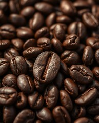 Close-Up of Premium Dark Roast Coffee Beans Sprawled on a Surface