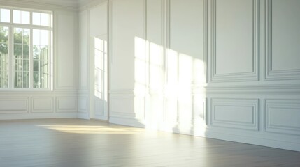 Obraz premium Sunlit Elegance: A Bright and Airy White Room Interior