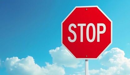 stop sign on blue sky